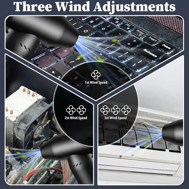 Compressed Air Duster Adjustment 90,000RPM Electric Snow Blower Rechargeable Cordless Turbo Violent Fan for Computer Keyboard