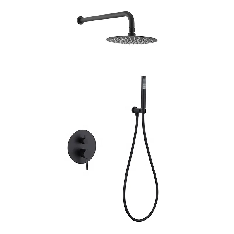 Rainfall Shower Head Handheld Spray Bathroom Shower Faucet Set Concealed Wall Mounted Matte Black Rain Shower Set for Bathroom