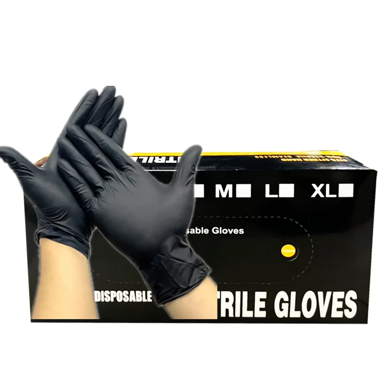 TG-3 Custom Logo Tattoo Powder Free Tattoo Beauty Salon Finger Texture Latex Free Black Pink Blue Pure Nitrile Gloves