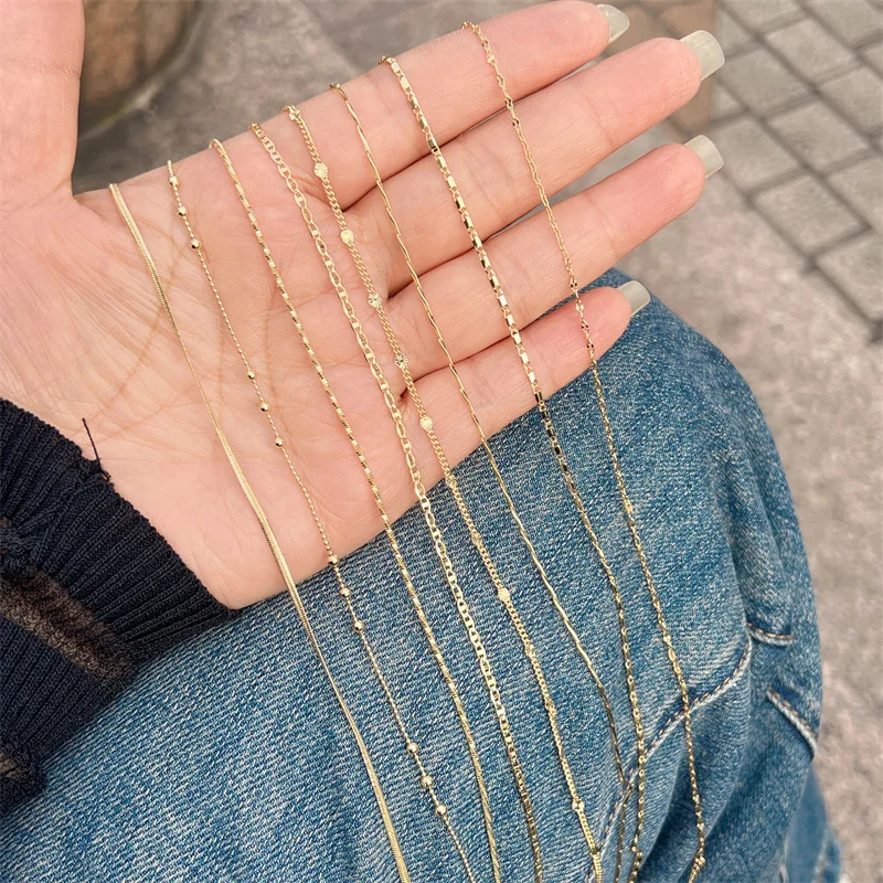 High Quality 24K Gold Plated Necklace Bulk Lot Chain 18inch 20inch Rolo Curb Figaro Jewelry Chain necklace wholesale