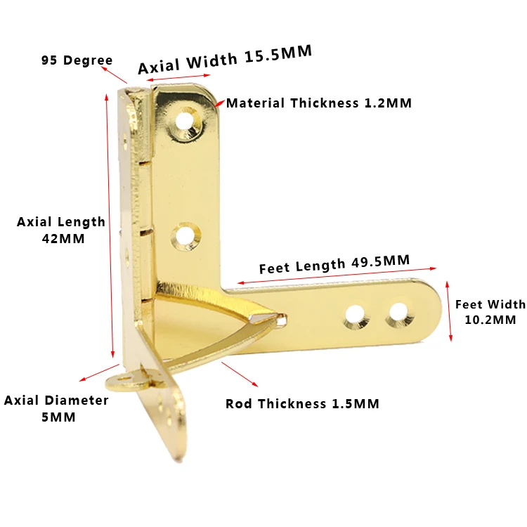 Decorative box accessories luxury stainless steel quadrant hinge metal quadrant hinges 40 x 48 mm