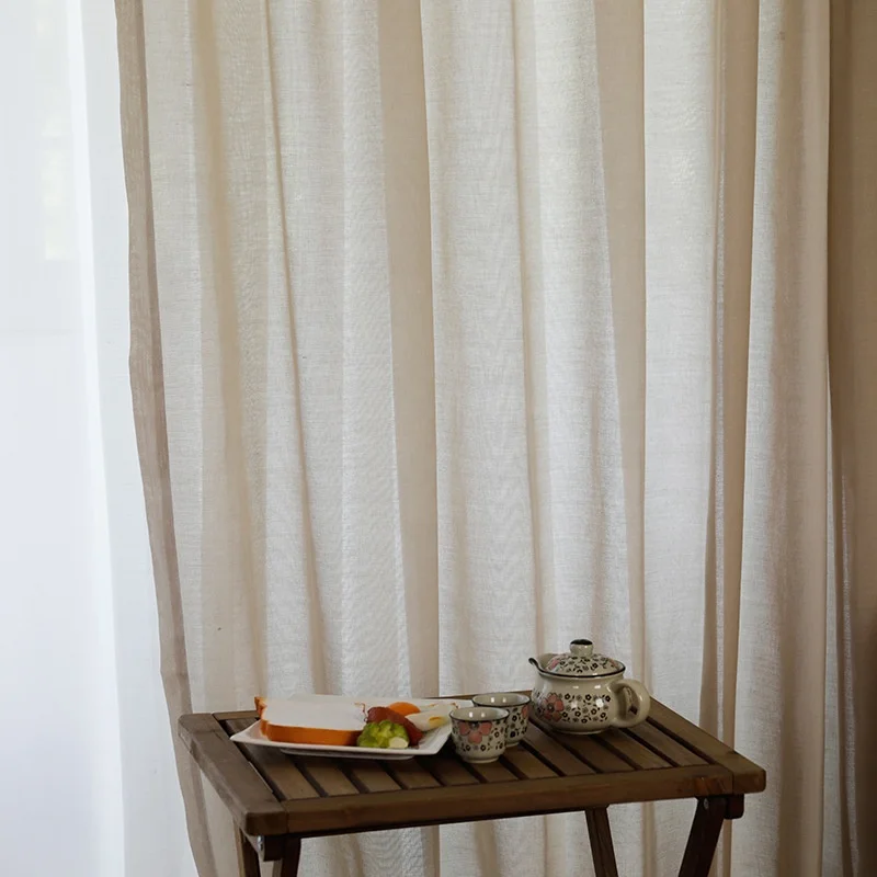 Wholesale Plain Bright Window Curtains For The Living Room Luxury Bedroom Hotel Thermal Insulated Hemp Fabric