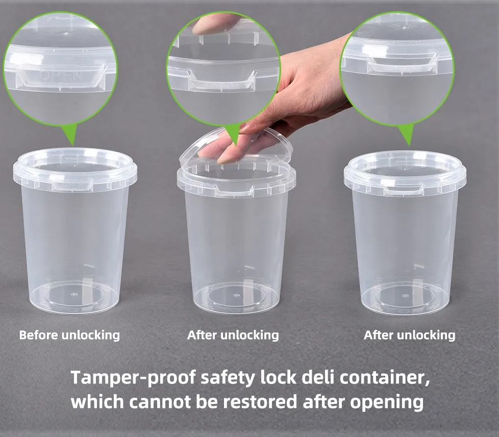250 ML Microwavable Transparent Plastic leak proof temper evident food delivery safe lock deli containers deli cup