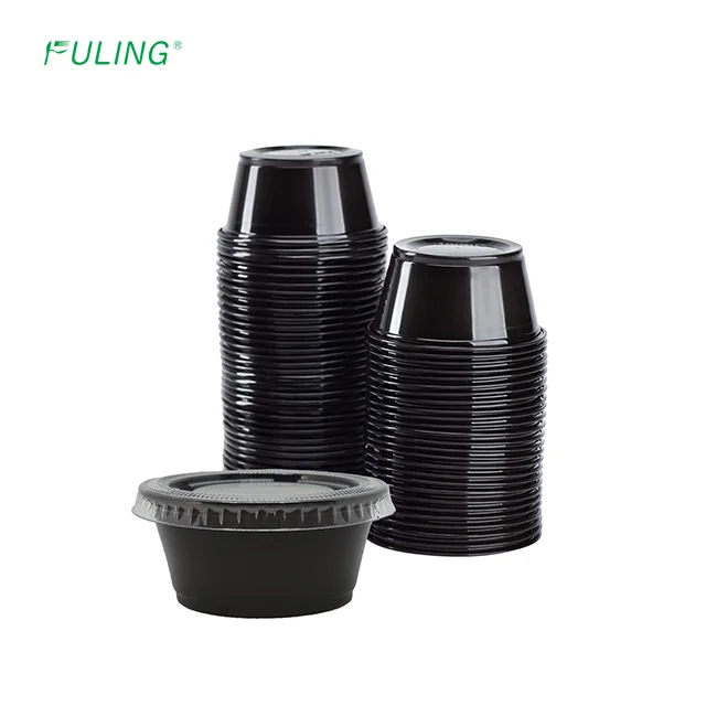 Disposable Plastic Portion cup Sauce Cup with Lid 0.75/1/1.5/23.25/4/5.5oz