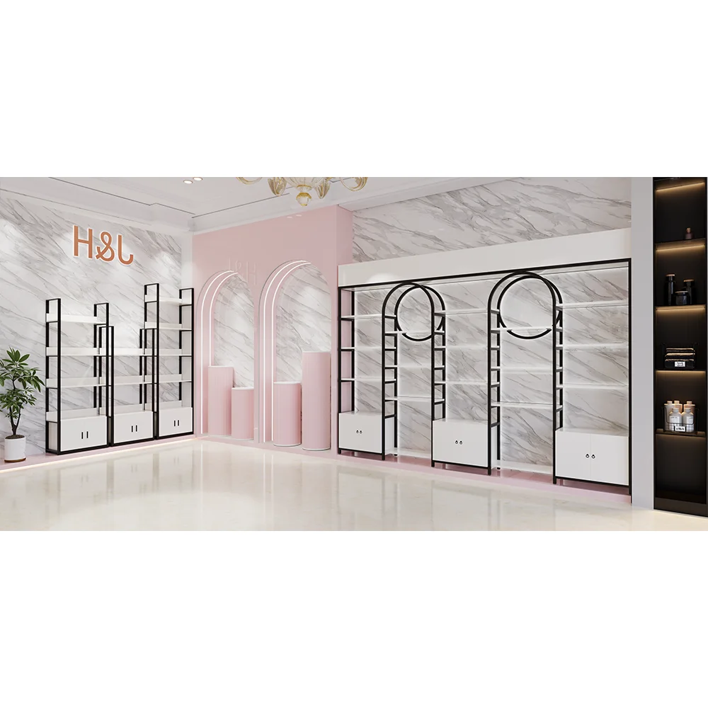 Free standing Cosmetics Display Rack Beauty Salon Product Shelf Cabinet Wholesale Make Up Beauty Product Display Cabinets