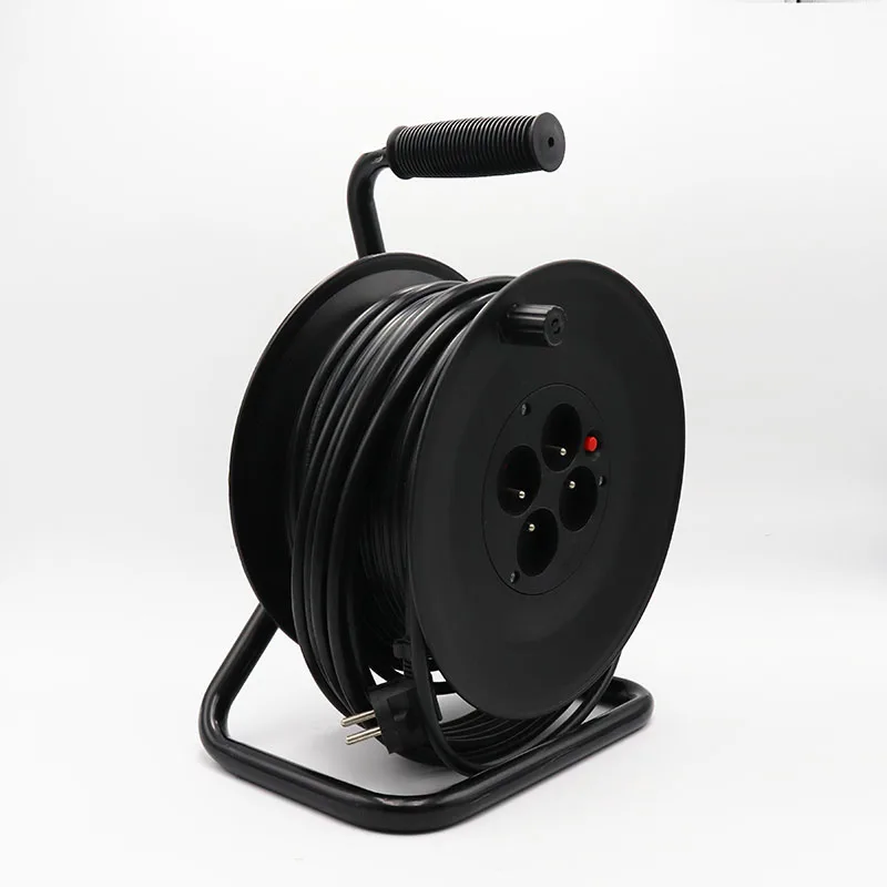 Шнур питания переменного тока в полоску с внутренней резьбой, 25 м, 30 м, 50 м, Электрический медный провод, не может быть выдвижной, барабан с механизмом катушки