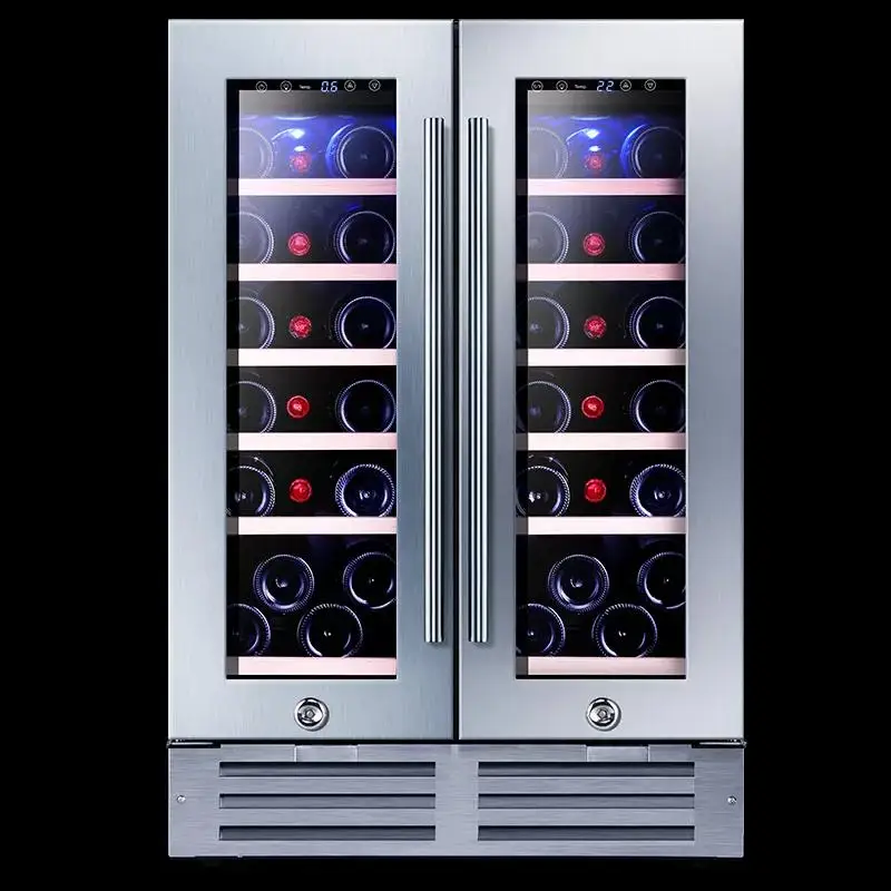 Silver Wine Refrigerator household stainless steel clad glass