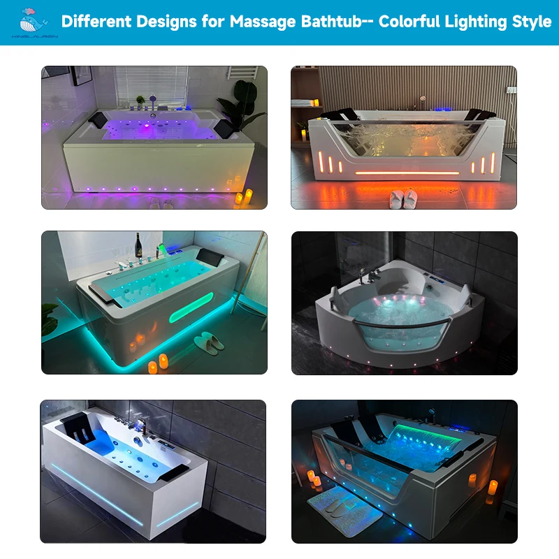 Indoor Double Corner Whirlpool  Massage Spa Bath Jetted Tub with Heater Hand Shower Faucet Drainer Tubs for Bathroom