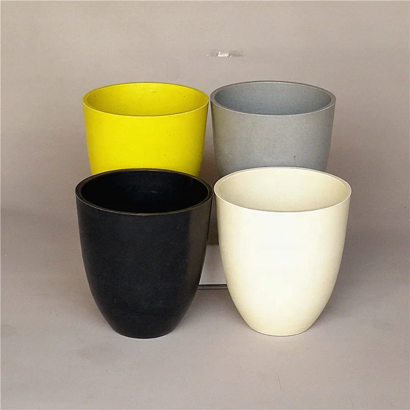 Оптовая продажа дешевый пластиковый маленький круглый комнатный цветочный горшок из бамбукового волокна с индивидуальным логотипом