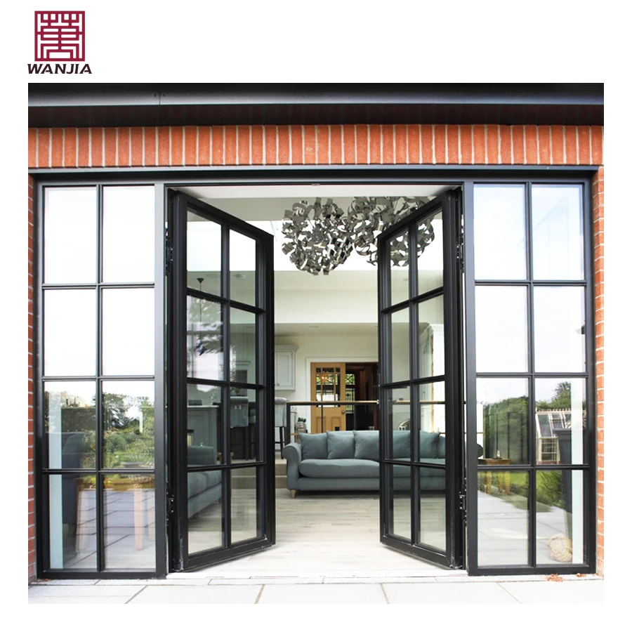 Minimalist design commercial store front casement glass door aluminum casement doors
