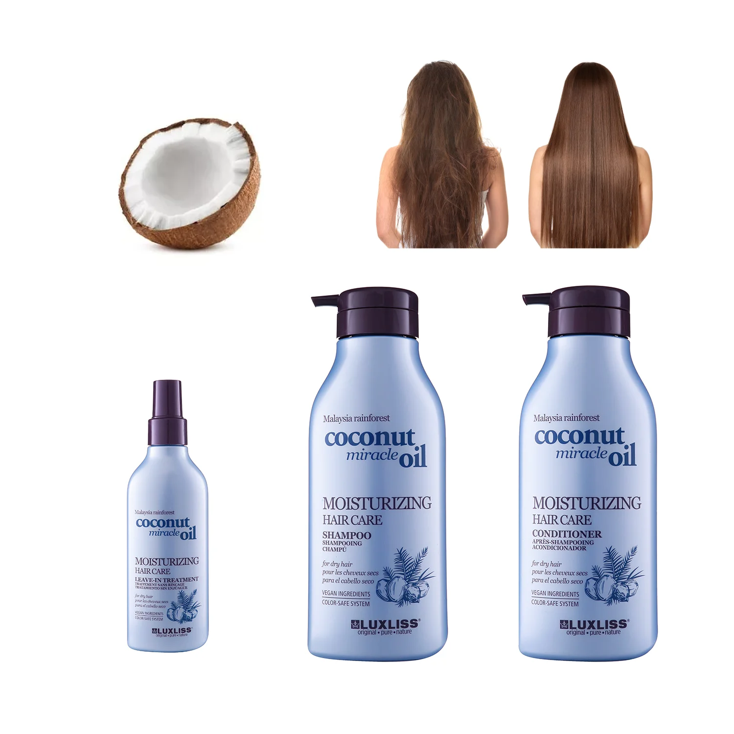 Custom Luxury Hair Care Product Vegan Organic Protein Hair Treatment For Dry Hair Shampoo and Conditioner Set