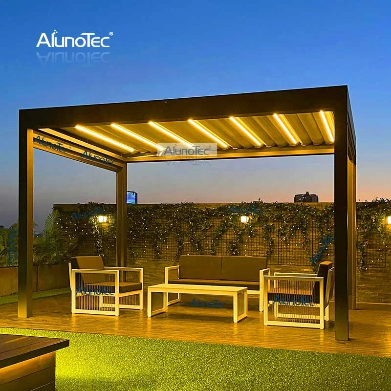 12 Feet Depth 17 Feet Wide 10 Feet High Louver Waterproof Customized Pergola with Manual Open Close