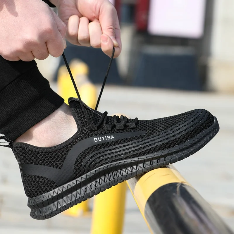 GUYISA Fashion summer breathable site work steel toe safty protect shoe anti-puncture material safety shoes