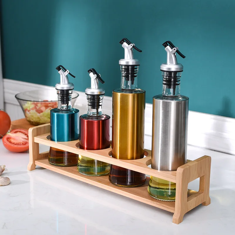Modern Colorful Olive Oil Dispenser Storage Jars  Easy Cleaning Clear Glass Oil Bottle Jar Cooking Oil Tool