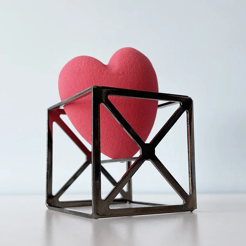 Pinkz cube shape Rose Gold Beauty Sponge Blender holder metal spiral makeup sponge holder makeup sponge