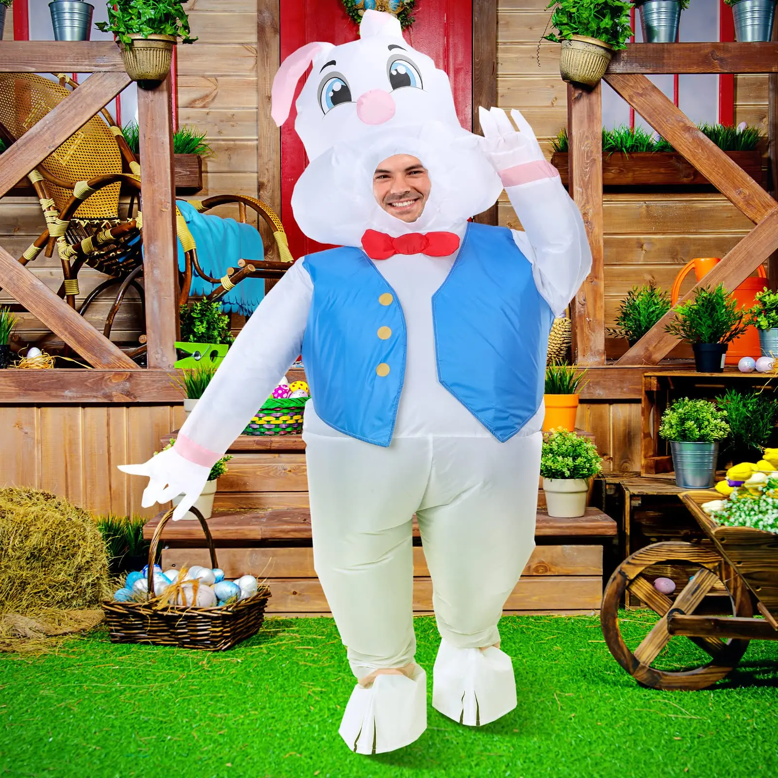 Wholesale Full Body Waterprtoof Free Size Happy Easter Rabbit Inflatable Costume