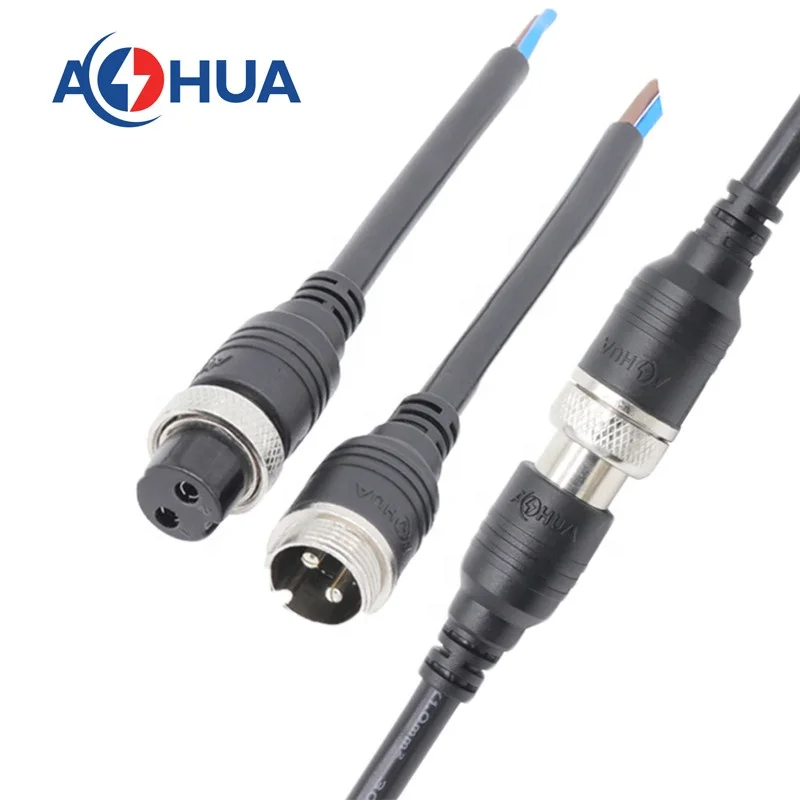 AOHUA aviation connector GX16 extension cable assembly waterproof female and male plug connector 2 3 4 5 6 7 8 9 10 pin