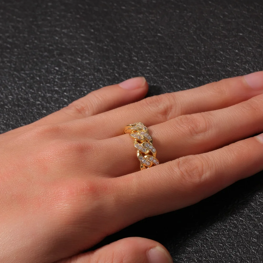 Fashionable Wholesale Factory Price Moissanite Jewelry 925 Silver Iced out 2 Row Diamond Cuban Rings Hip Hop Moissanite Ring