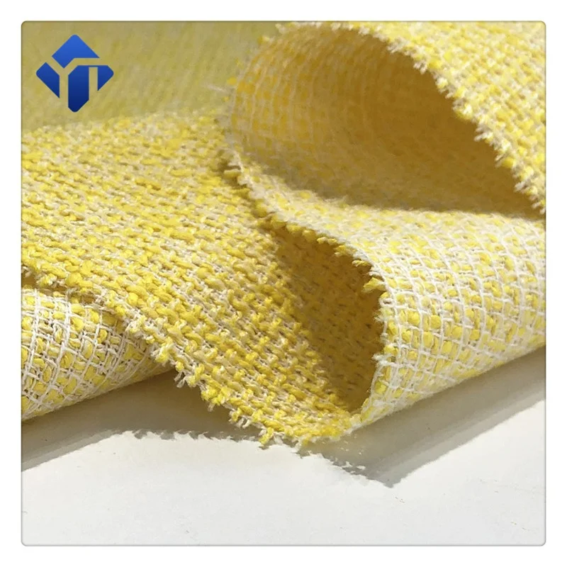 
Polyester cotton blend yellow tweed womens clothing fabric 
