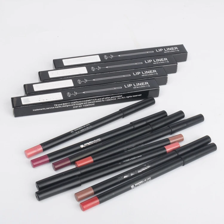 12 Lip Liners Easy Color Non-Smudge Lipstick Lip Gloss Lip Liner Set
