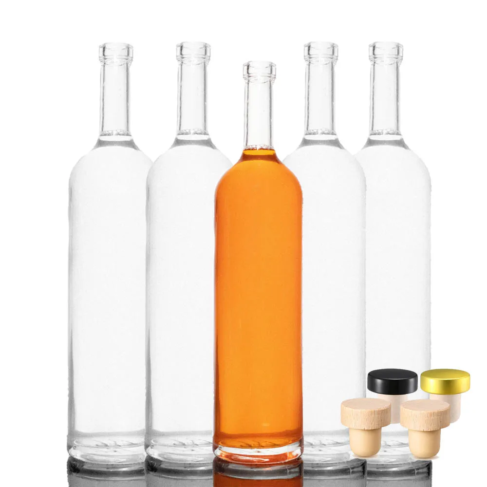 Gin Vodka Brandy Glass Bottle Beverage Custom Cap Cork Decal Liquor Spirit Alcohol Bottle 500ml 700ml 750ml Bottle