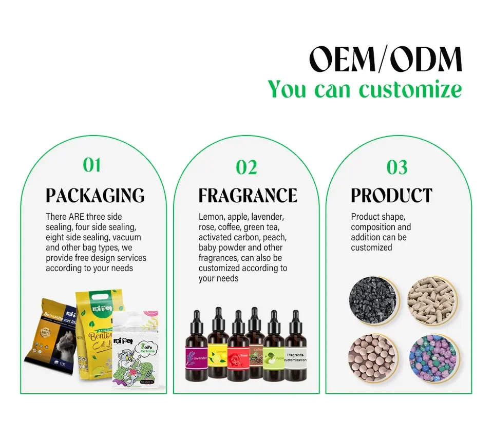 Factory Wholesale Custom Fast Clumping Dust Free Environmentally Friendly Materials Active Carbon Crush Bentonite Cat Litter