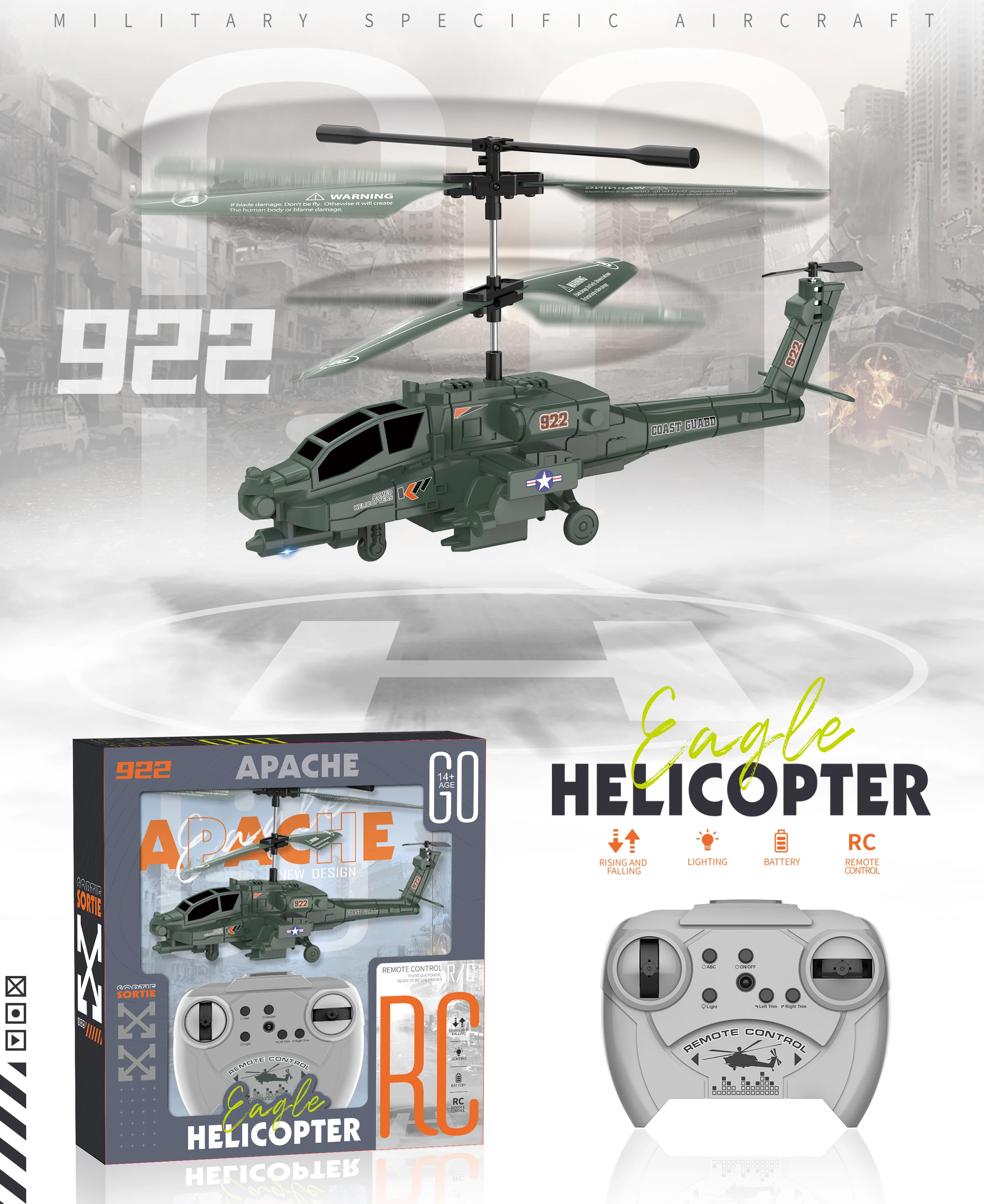 LONGXI 922 military rc helicopter radio control aircraft remote control Apachi model airplane toy for kids