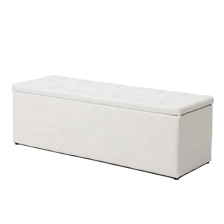 Large Leather Upholstered Seat Stool Shoe Rack Waterproof Organizer Folding Storage Bench Ottoman