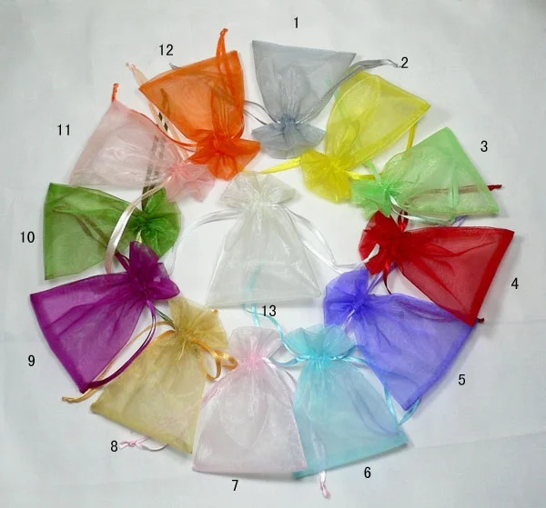 Printing  Custom Logo Organza Pouch  With Drawstring