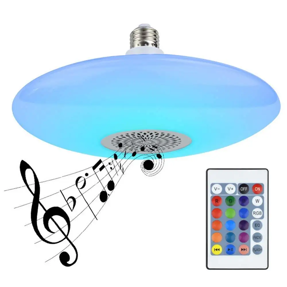 UFO smart music light bulb LED blue-tooth speaker with 24-key remote control stepless dimming music bulb