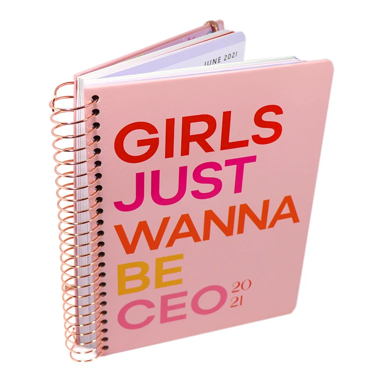 Free Sample good quality paper cover notebook spiral diary custom hot stamping wire o journal