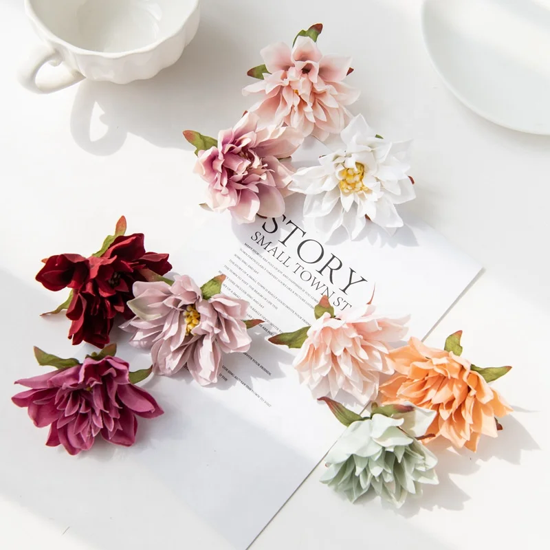 Cheap Artificial Flower Wall Background Silk Flower Heads Artificial Dahlia Flower for Wedding Decoration