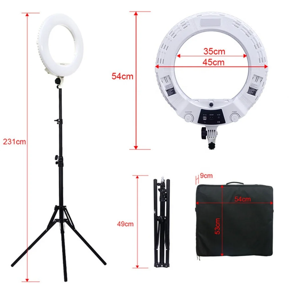wholesale battery operated lamp 50W bicolor 18 inch led circle selfie ring light with stand