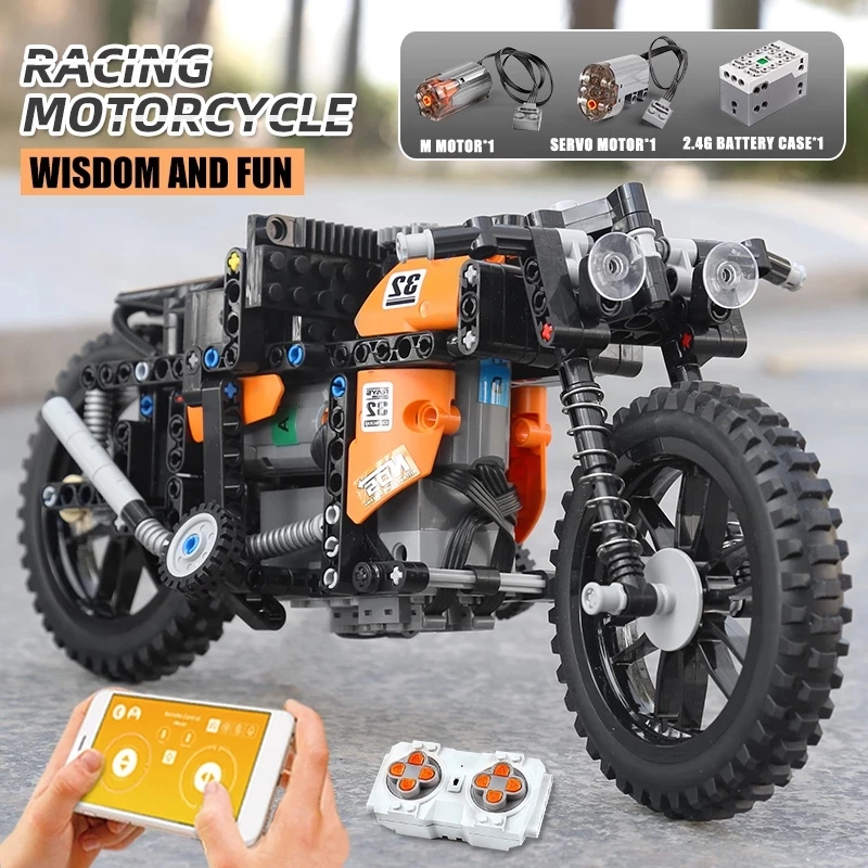 23005 RC Motorbike MOC-17249 App Control Fast Motorcycle Model Building Blocks Bricks Kids Christmas Gifts
