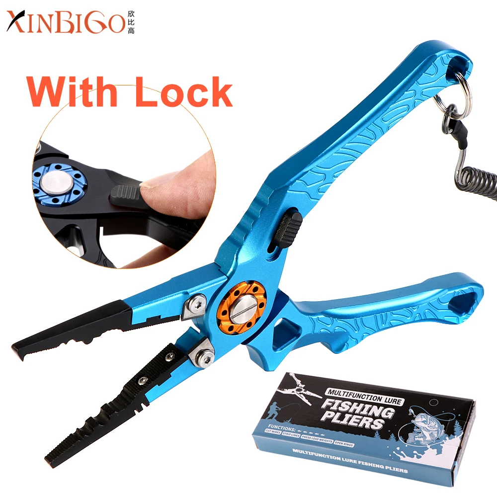 
New design creative fish plier fishing pliers multi-function fishing tackle tools gear with locking device 