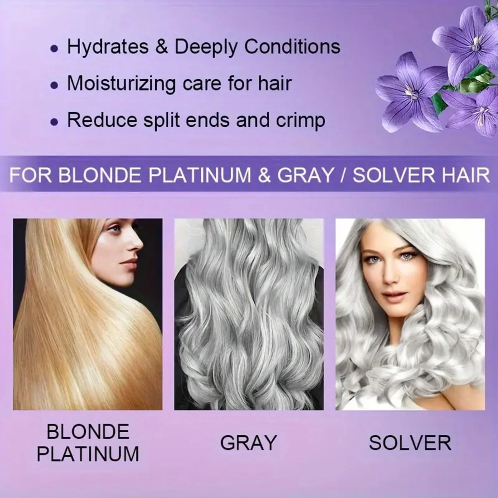 Purple hair mask creates a refreshing blonde effect suitable for deep conditioning and care of blonde hair