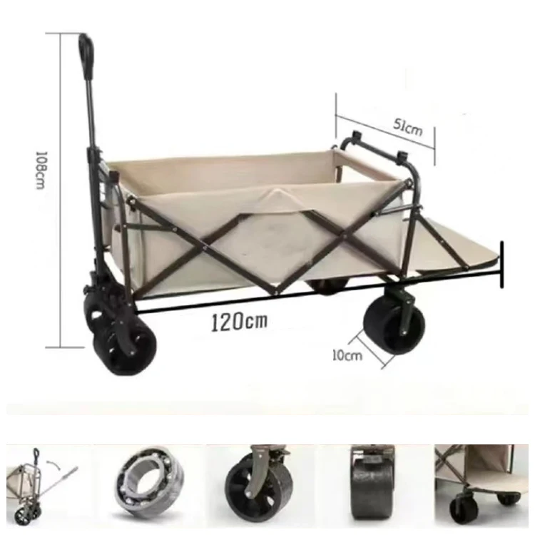 Folding Beach Cart Outdoor Portable Collapsible Garden Folding Wagon Camping Folding Wagon Cart
