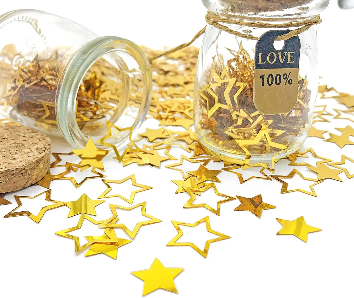 Metallic star table confetti for bridal shower & wedding party decoration
