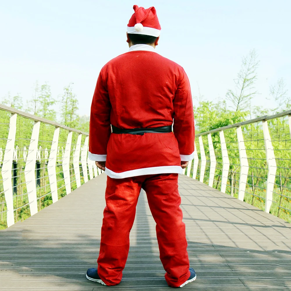 Оптовая продажа, Нетканая войлочная Рождественская одежда, детские костюмы Санта-Клауса, взрослый костюм Санта-Клауса для мужчин