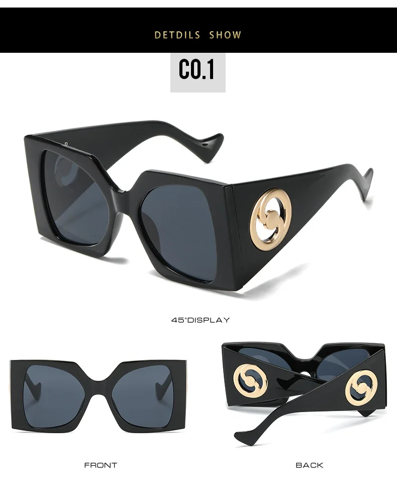 LBAshades 5613 Big Frame Square Women Sunglasses Creative Personal Trendy Shades European American Fashion Retro Sun Glasses