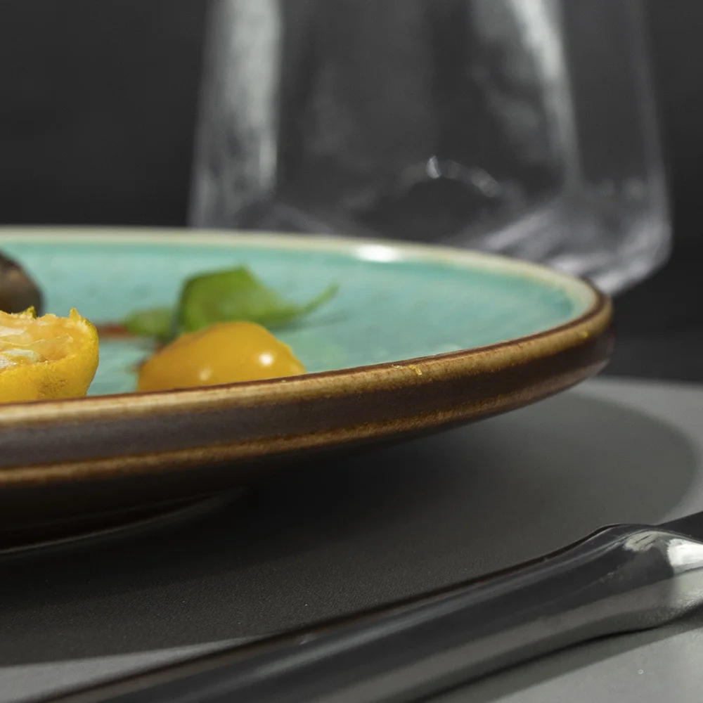Earthware Handmade Dinner Plate Rustic Green Porcelain Tableware dinner