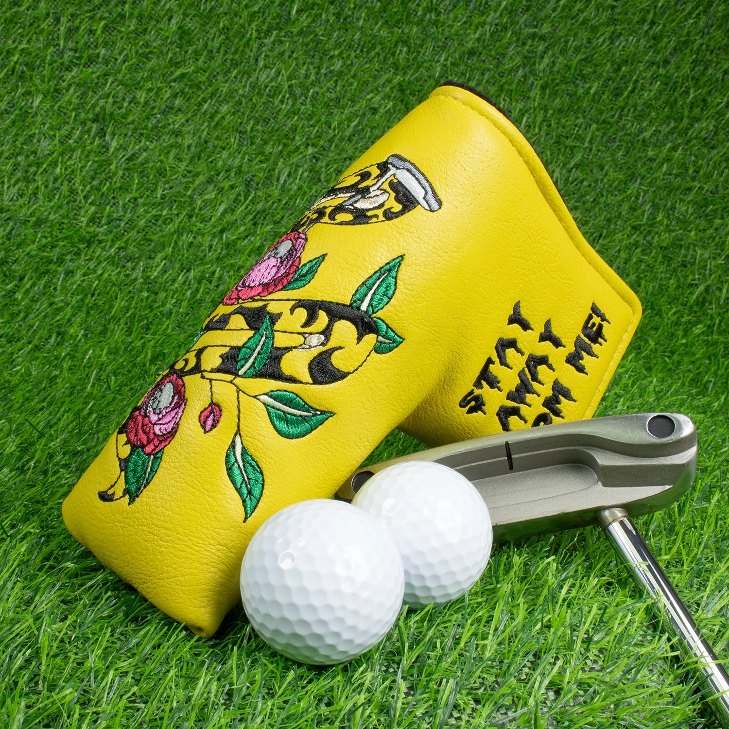 Ready To Ship Premium PU Leather Embroidery Snake Logo Golf Club Headcover Golf Putter Mallet Head Cover