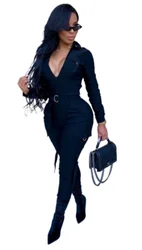 MOQ 1PC autumn women clothing 2019 long sleeve  bodycon jumpsuit sexy