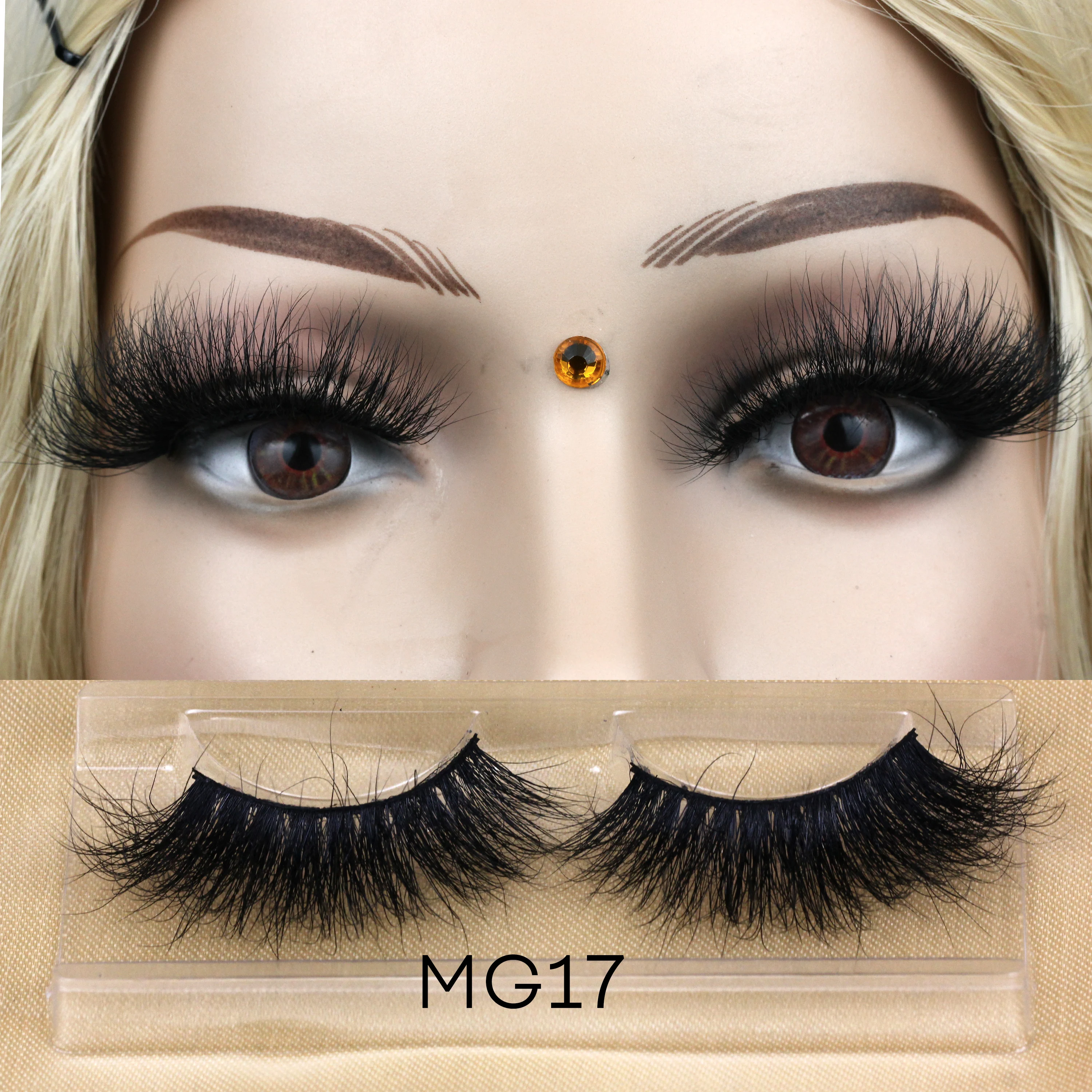 MG17 25mm fluffy mink lashes wholesale full strip mink eyelashes with free custom eyelash box