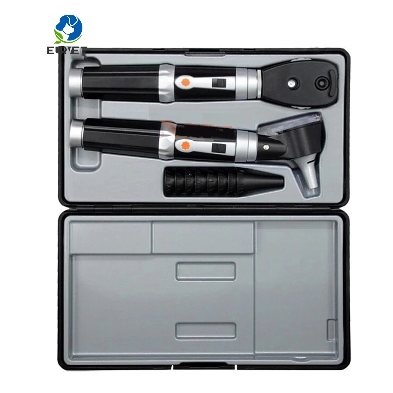 EUR PET white led 3X Veterinary otoscope set with Larger viewing window and 4 size ear speculums for clinic