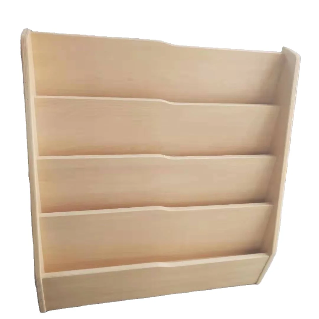 
Wood Kindergarten Furniture 5 Compartment Book Display With Casters For School or Family 