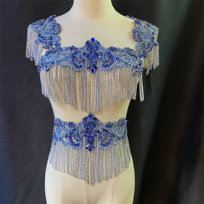 Bling Bling Crystal beaded bridal belt applique embellished trim for dress
