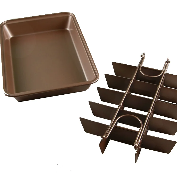 Brownie Pan Cake Baking Pan / Square  Mould / Bread / Solid Bottom 18 Grid Mould