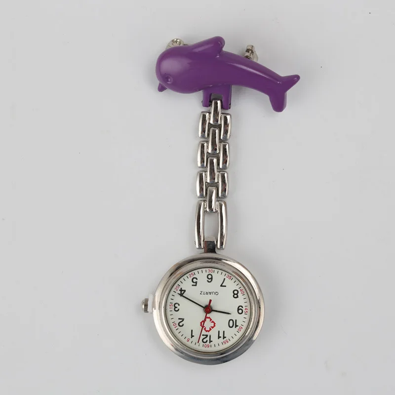 Dolphin Nurse Watch fish-shaped doctor Hanging Clock Cartoon Alloy Student Nurse Hospital Pocket Watch