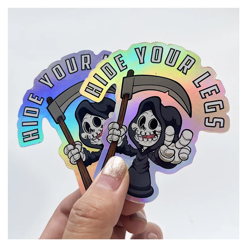 Custom Rainbow Holographic Effect Waterproof Die Cut Shape Labels Stickers Decorative Sticker Self-Adhesive Label